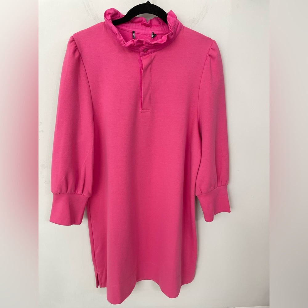 Tuckernuck Pomander Place Hot Pink Charlotte Terry Dress Size Large Ruffle - Picture 2 of 9